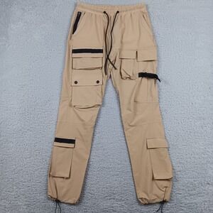American Stitch Cargo Pants Men L Tan Multi-Pocket Techwear Utility Jogger